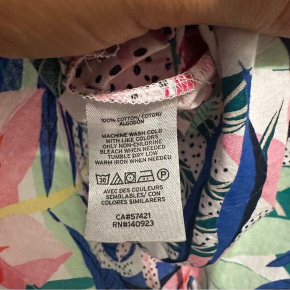 LOFT Palm Everyday Shirt Tropical Print Button-Up Top Blouse Womens size Medium - Picture 5 of 8